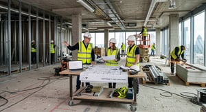 Firefly_Gemini Flash_create an image for an office interior fitout construction site using the below as in 199685