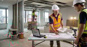 Firefly_Gemini Flash_create and image for a site manager working on site for office interior fitout 74402